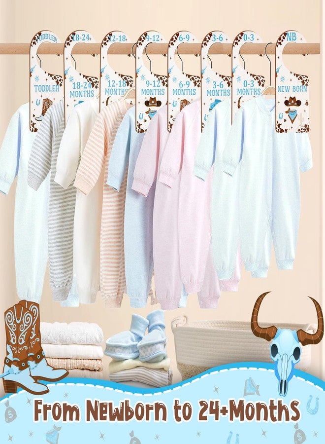 CORNER LACE Baby Closet Dividers 8PCS, Western Cowboy Theme Wooden Double-Sided Clothes Size Hanger Organizer from Newborn to Toddler for Nursery Decor Baby Shower Birthday Gift - Image 4